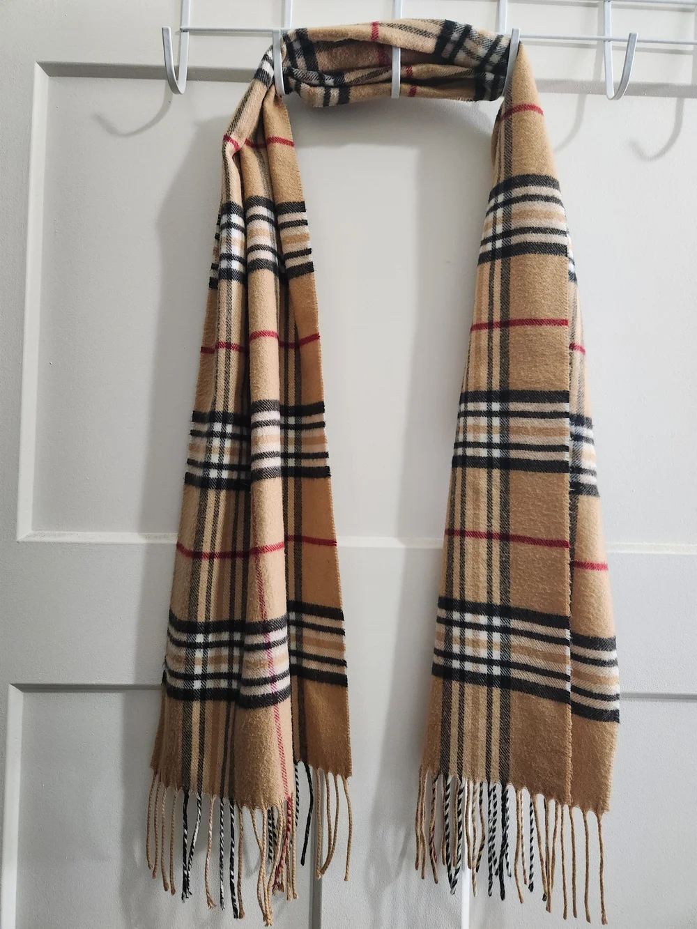 Beige Plaid Womens Scarf